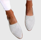 Women's woven slingback flats with adjustable buckle strap, pointed toe, orthopaedic summer flat shoes