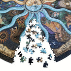 1000-piece round zodiac puzzle featuring all 12 signs, matte finish, 67 cm diameter