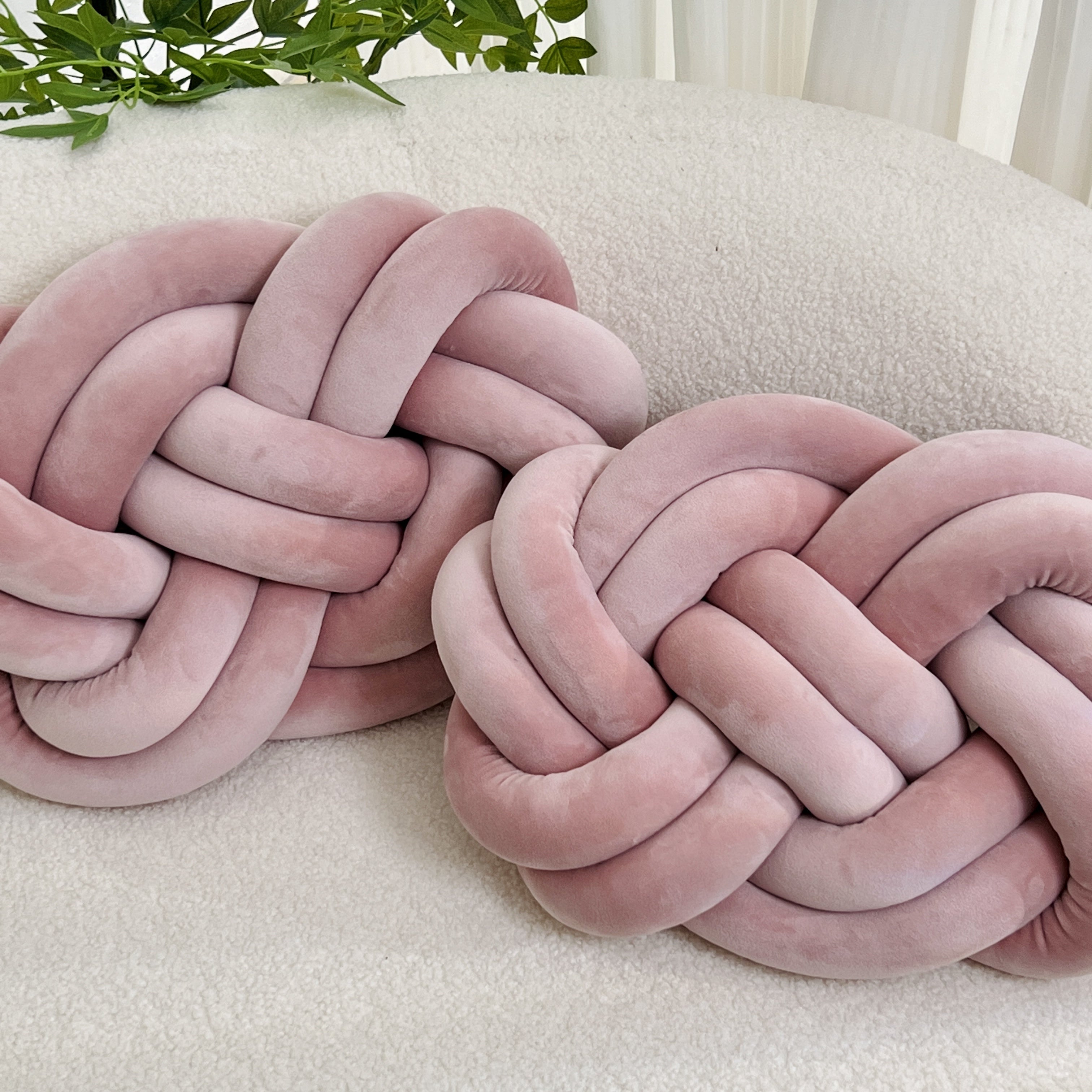 Plush button ball cushions set of 2, decorative knot design for sofa and bed