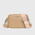 Women leather shoulder bag with adjustable strap multiple compartments
