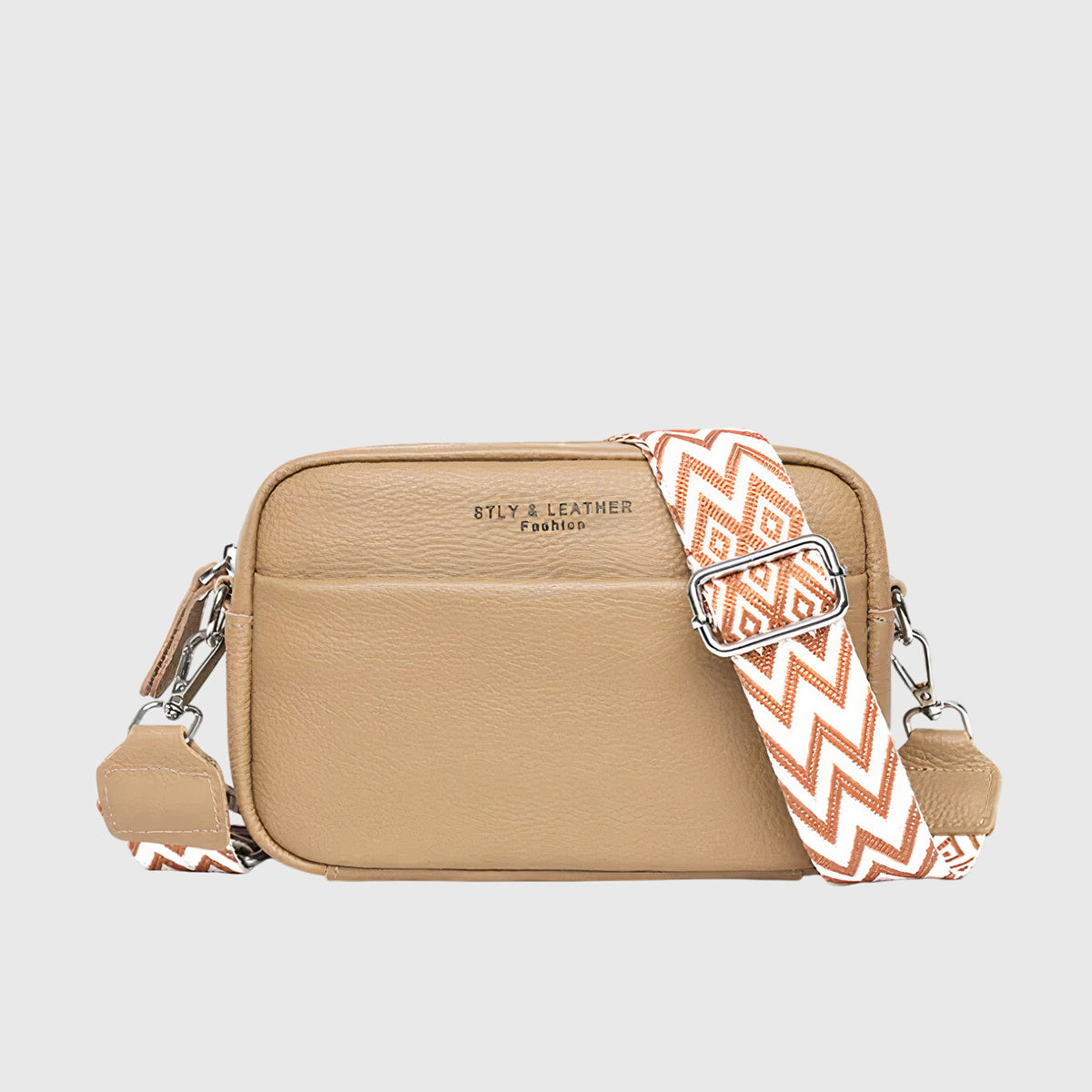 Women leather shoulder bag with adjustable strap multiple compartments