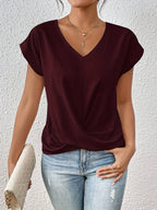 Women's casual t-shirt with sweetheart neckline, short sleeves, relaxed everyday fit