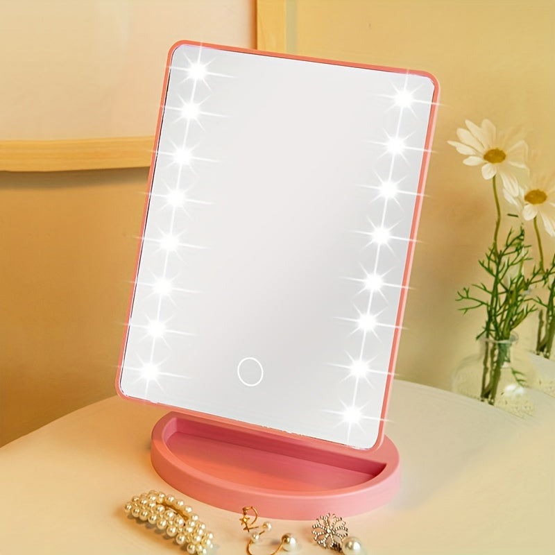LED makeup mirror with 16 LEDs, touch control and adjustable brightness, USB powered
