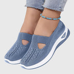 Women's orthopaedic slip-on shoes with knitted upper and thick cushioned sole