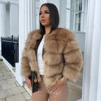 Faux fur coat women's glamour jacket in soft animal-friendly synthetic fur