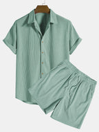 Women's short-sleeve matching set lightweight breathable two-piece shirt and pants