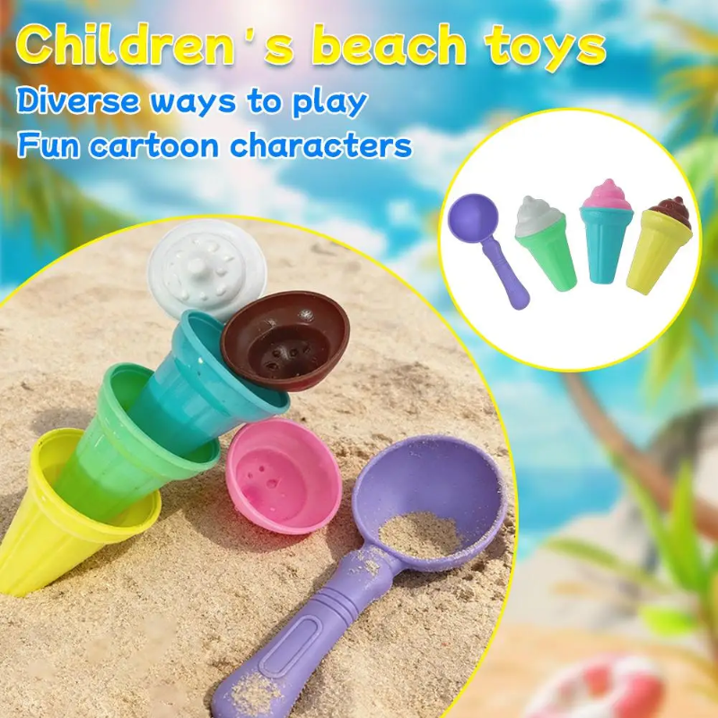 Sand play set beach ice cream molds creative outdoor kids toy ages 3 and up