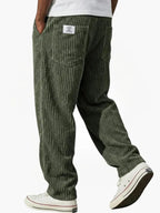 Men's corduroy drawstring trousers relaxed fit all-season smart casual