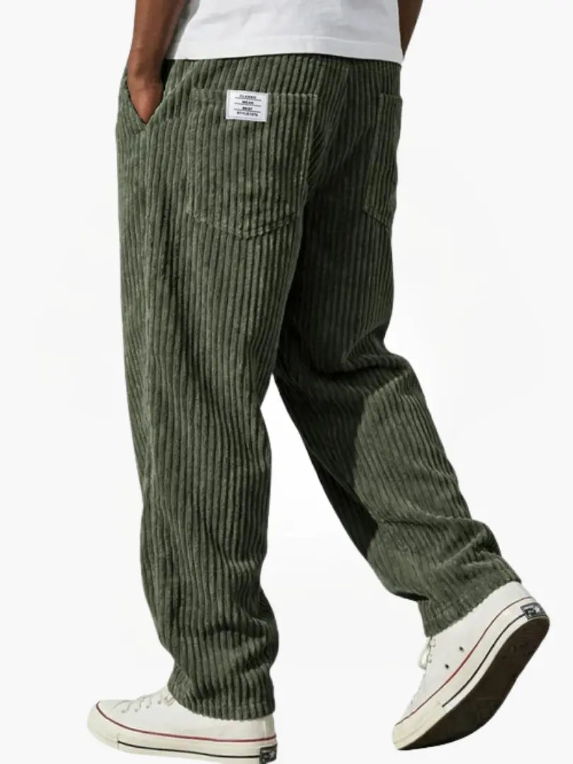 Men's corduroy drawstring trousers relaxed fit all-season smart casual