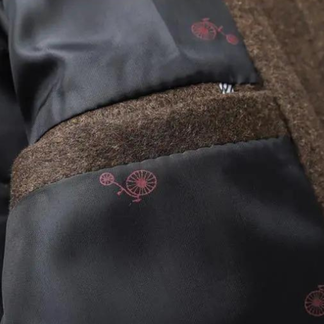 Men's wool coat with stand collar and quilted lining, autumn winter outerwear
