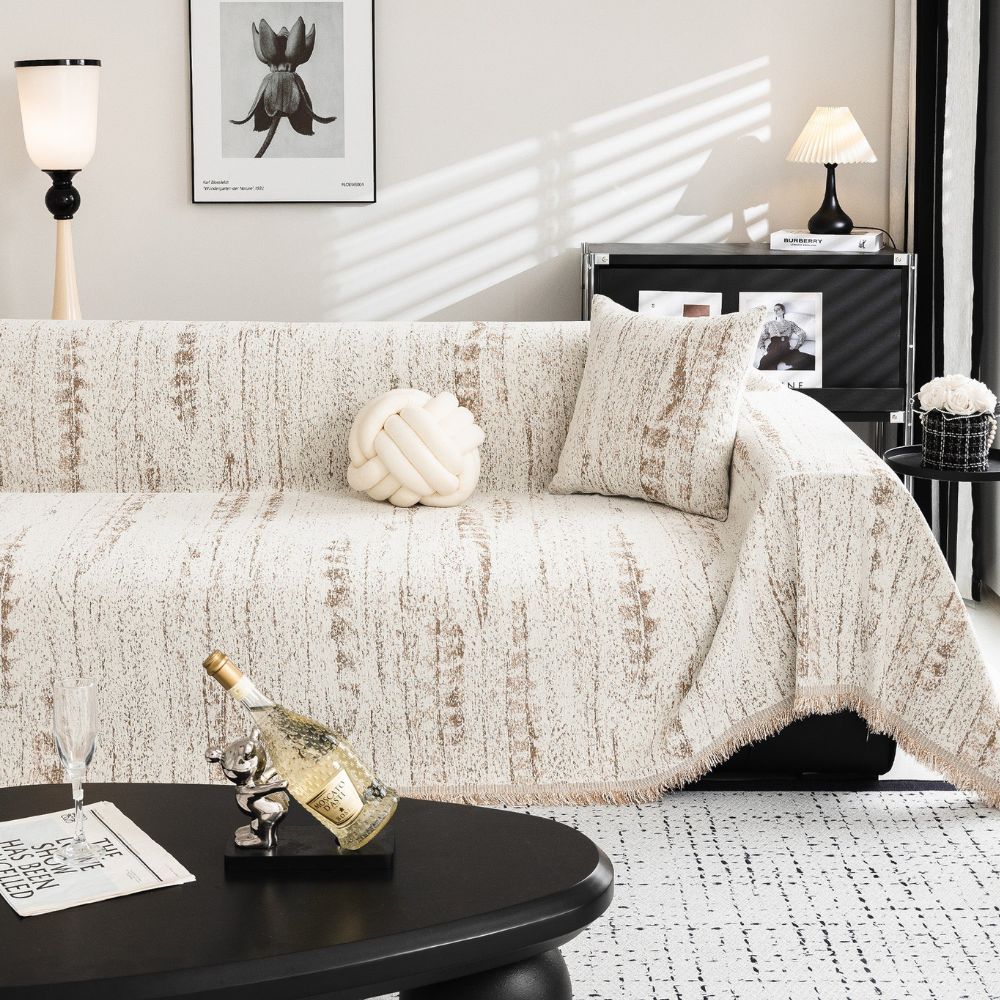 Chenille sofa cover full coverage furniture protector soft plush fabric