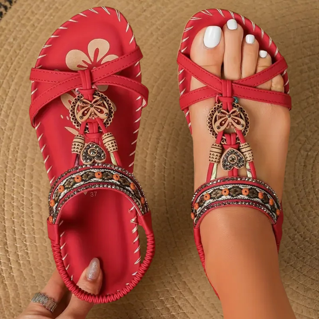 Women orthopedic sandals with stretch strap and cushioned slip-resistant sole
