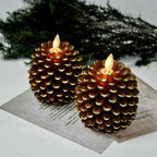 LED pinecone candles flameless warm white with remote and timer