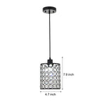 Crystal pendant chandelier set, Nordic minimalist geometric design, black and chrome, 2 pieces