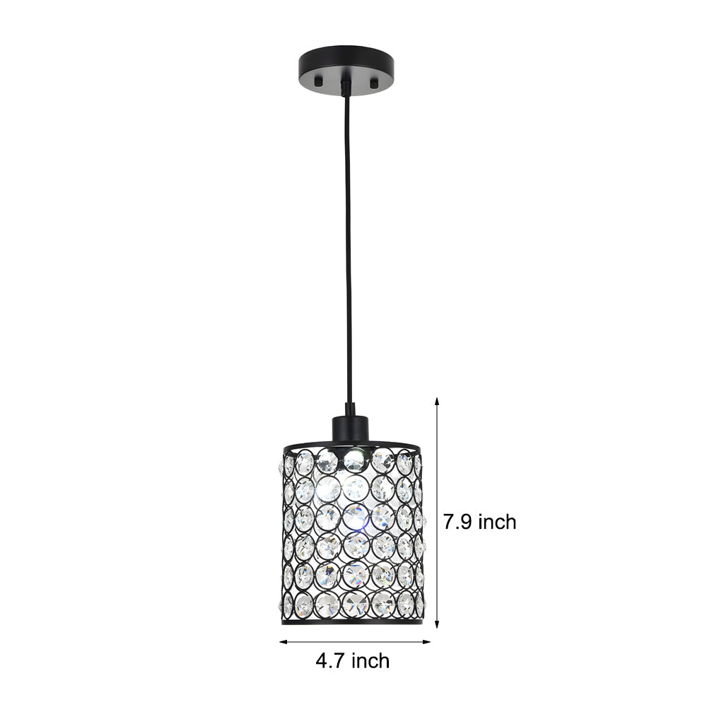 Crystal pendant chandelier set, Nordic minimalist geometric design, black and chrome, 2 pieces