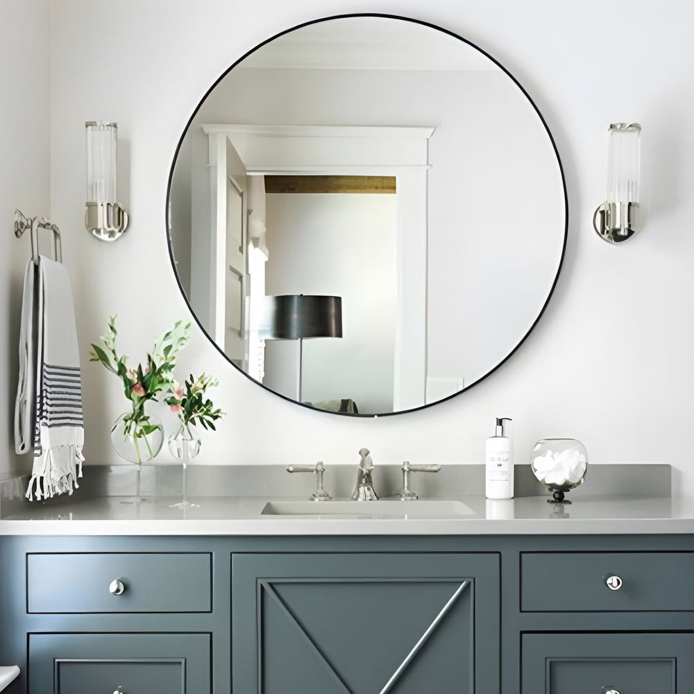 Modern wall lamp with cylindrical ribbed clear glass shade in chrome or gold finish