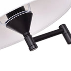 Swing arm wall lamp plug-in with linen shade and black iron frame, 1-light