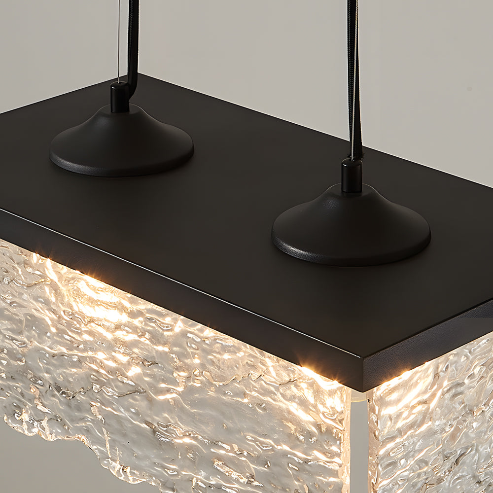 Black glass chandelier dining room, 3-step dimmable E27 ceiling light, modern design