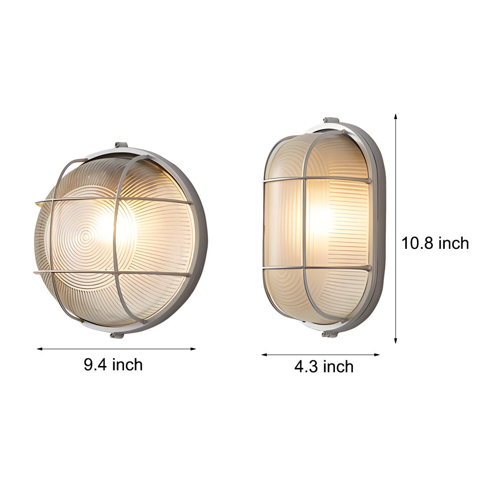 Retro industrial outdoor wall lamp cast aluminum E27, oval and round variants