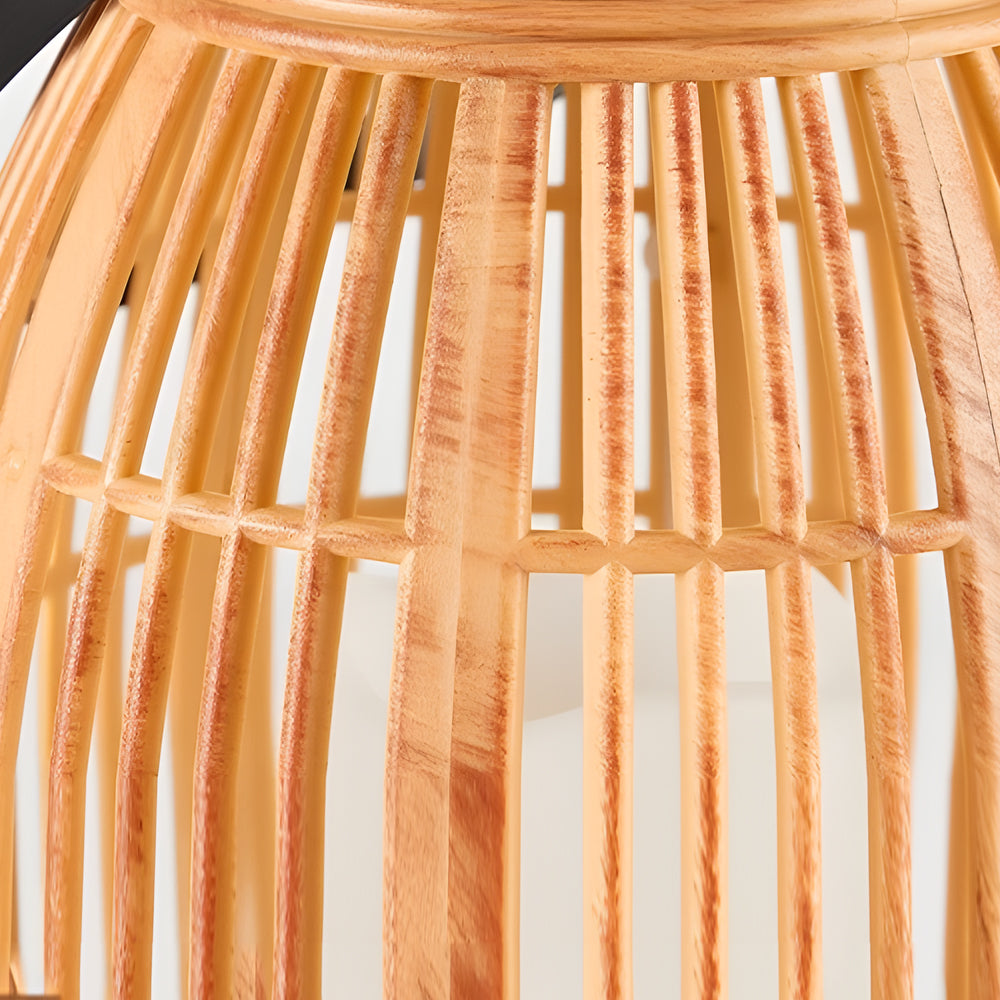 Solar lantern outdoor portable waterproof warm white LED wood-look bamboo design