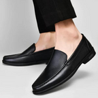 Men leather loafers slip on moccasins with cushioned insole and rubber outsole