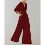 Women's wide leg jumpsuit in fluid lightweight fabric, fitted waist, elegant silhouette
