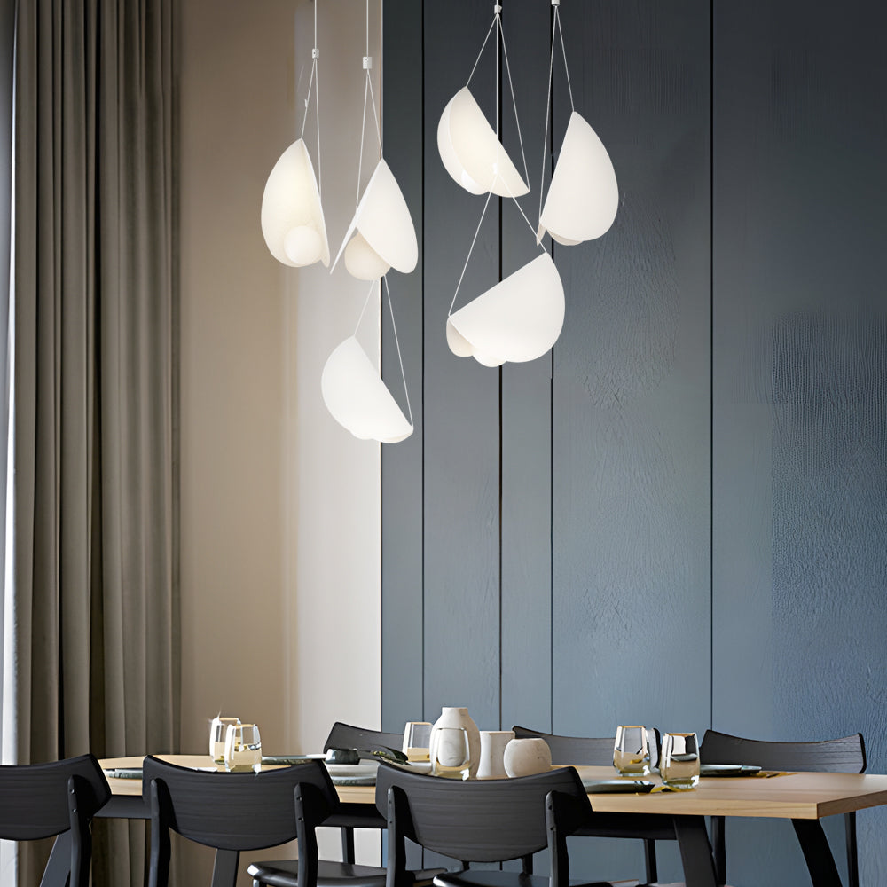 Minimalist white half-moon pendant lamp, 1/3/6-light crescent ceiling light
