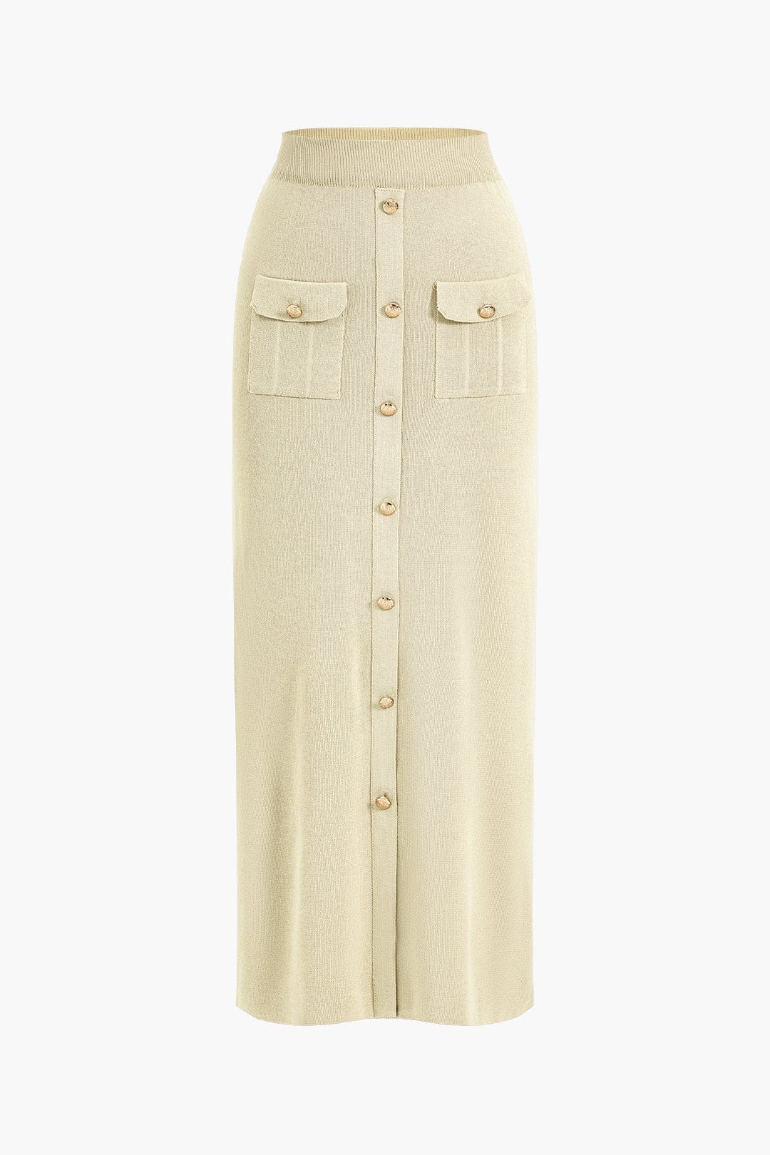 Women 2 piece knit blazer skirt set ribbed with gold button detail