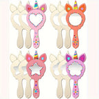 12-piece unicorn DIY wooden mirrors wall décor set, no battery, polished wood frame