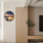 12-inch round silent wall clock with glass frame and modern nautical design