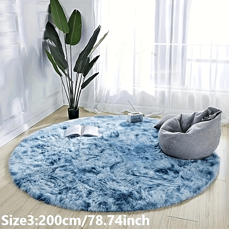Round plush rug tie-dye soft non-slip, living room bedroom yoga mat