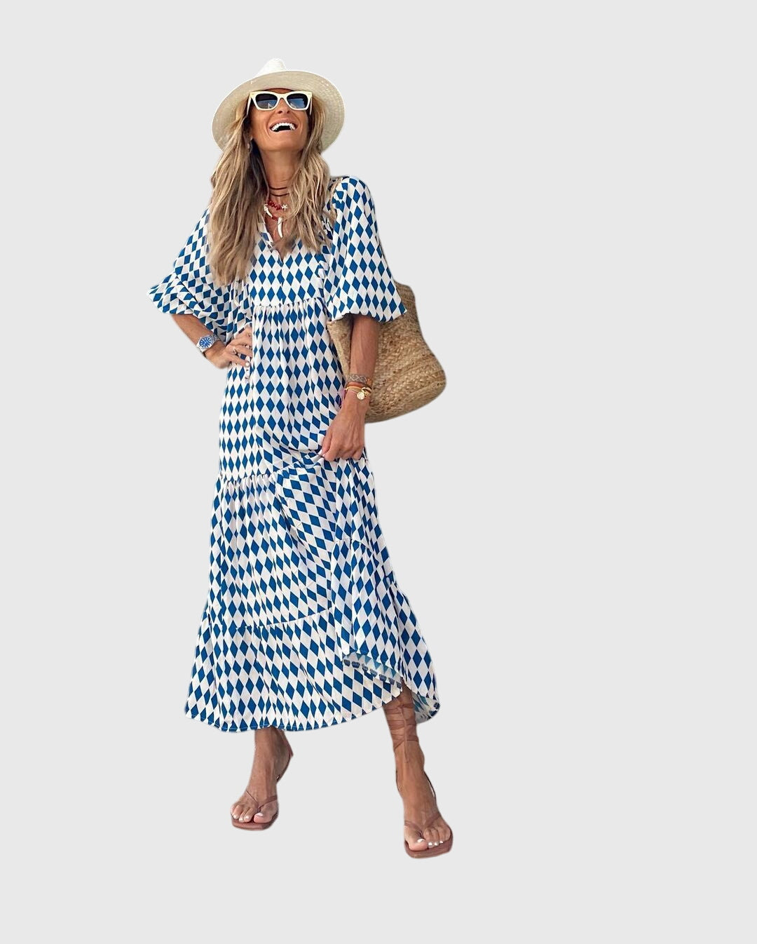 Women boho maxi dress flowing silhouette long sleeve bohemian style