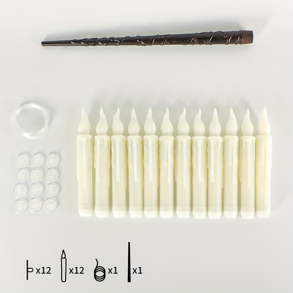 Flameless LED floating candles 12 pack with magic wand remote control for Christmas and Halloween decor