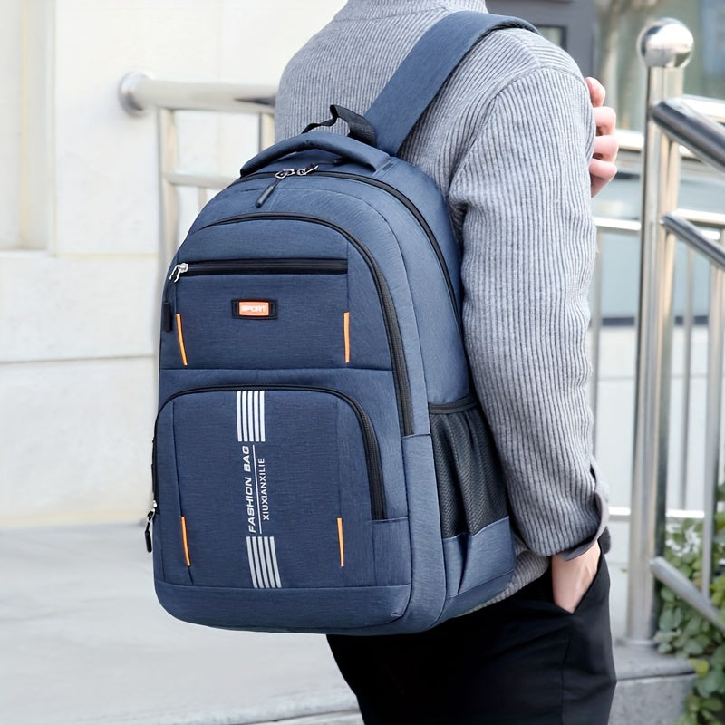Men full grain leather backpack with buckle closure and adjustable straps