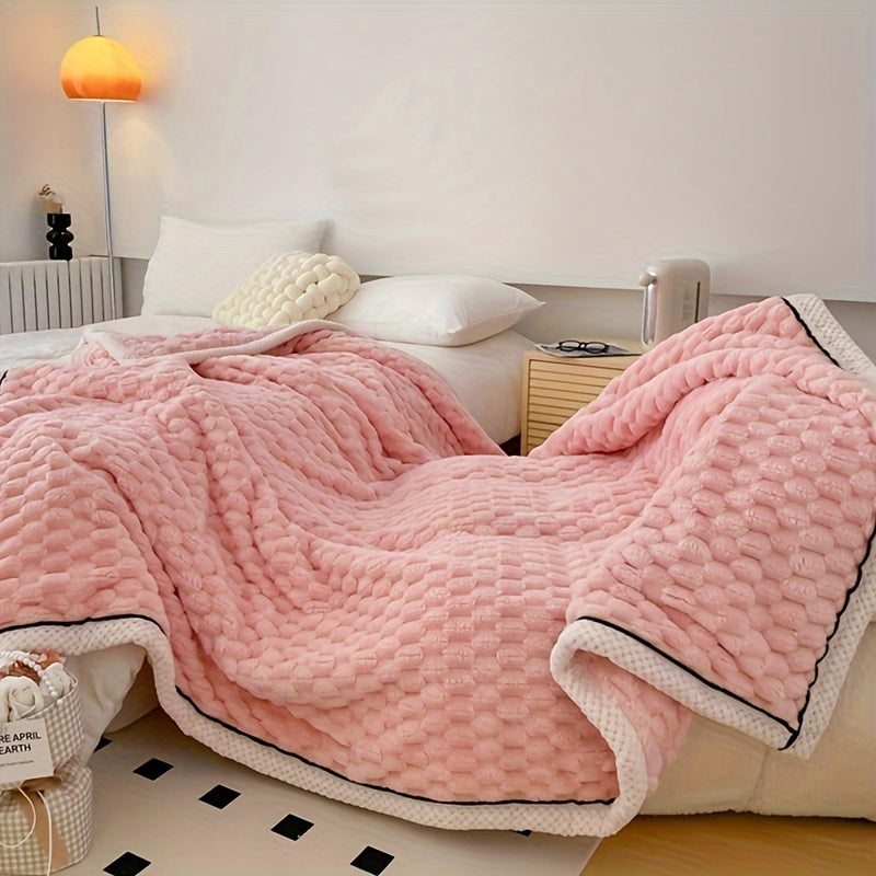 Microfiber blanket soft lightweight stripe design for couch bed and travel all seasons