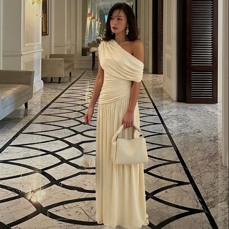 Maternity Maxi Dress Asymmetric Neckline Baby Shower | Kira