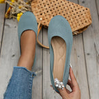 Women breathable knit non-slip sneakers lightweight slip-on casual shoes