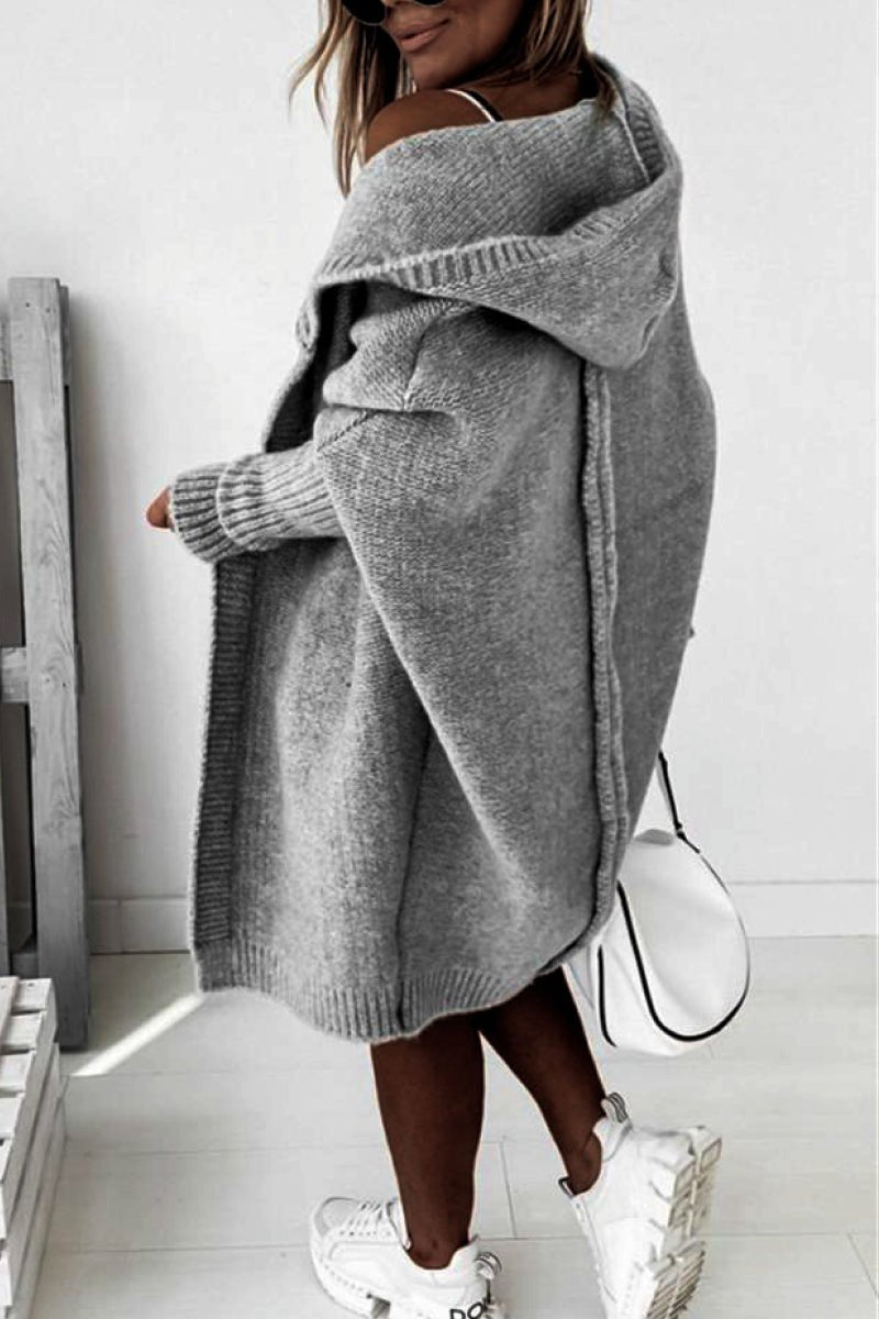 Women knit hooded oversized cardigan soft warm relaxed fit