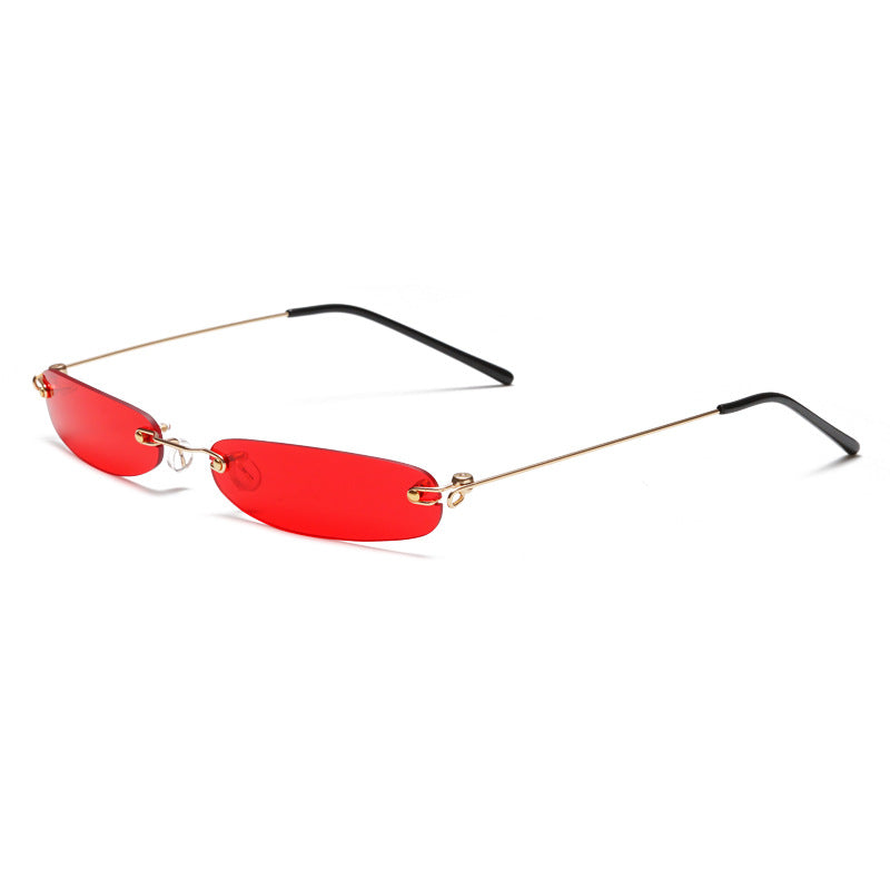 Women's rimless sunglasses minimalist UV protection slim metal temples