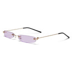 Women's rimless sunglasses minimalist UV protection slim metal temples