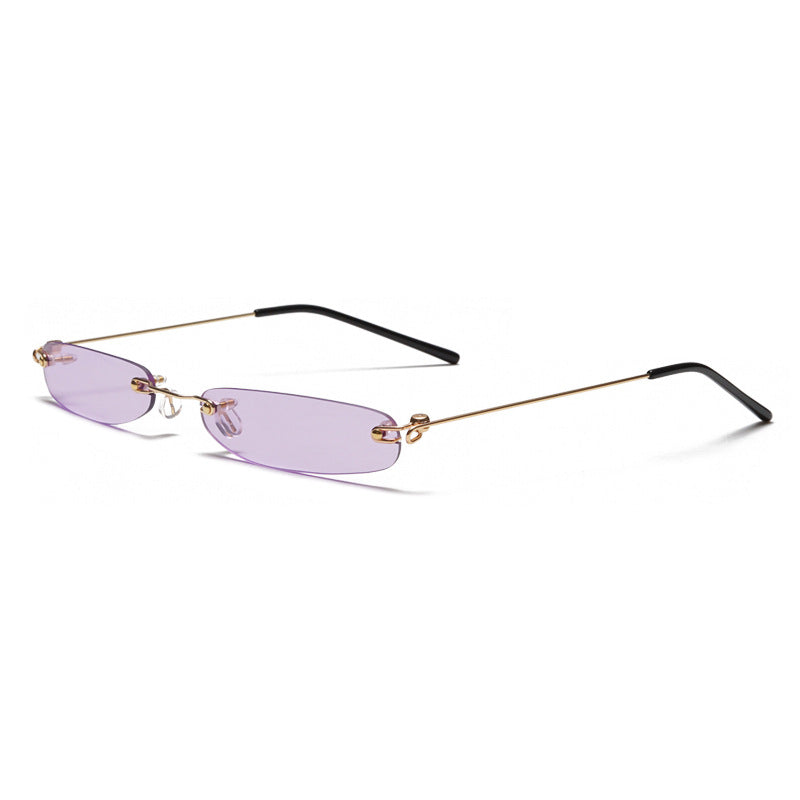 Women's rimless sunglasses minimalist UV protection slim metal temples