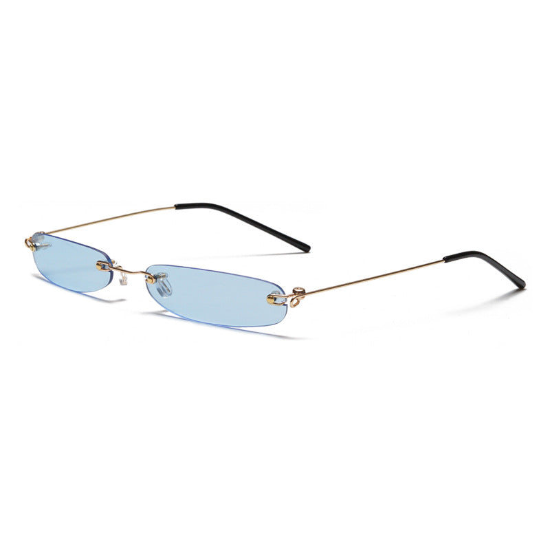 Women's rimless sunglasses minimalist UV protection slim metal temples