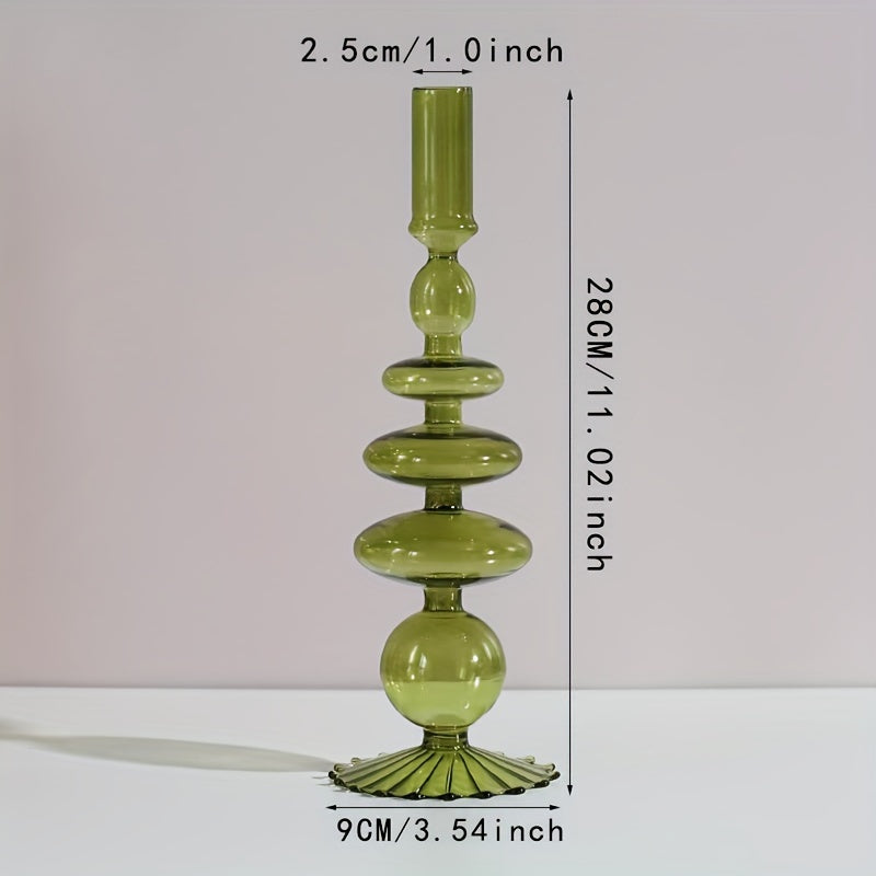 Glass candlestick set minimalist lacquered table decor for romantic dinner