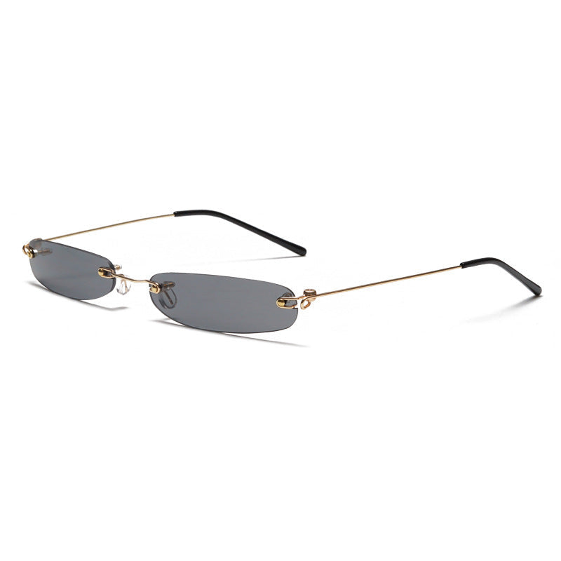 Women's rimless sunglasses minimalist UV protection slim metal temples