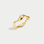 Minimalist ring 18K gold plated sterling silver adjustable ocean-inspired