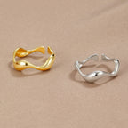 Minimalist ring 18K gold plated sterling silver adjustable ocean-inspired