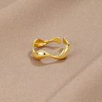 Minimalist ring 18K gold plated sterling silver adjustable ocean-inspired