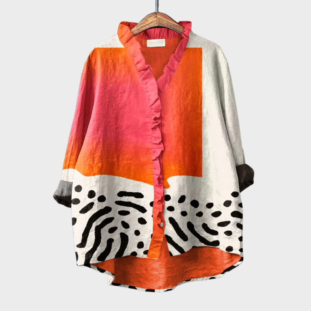 Women lightweight multicoloured blouse with flowing cut and artful palette