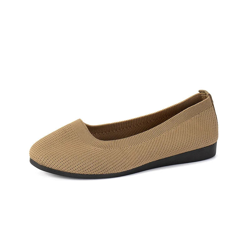 Women breathable knit non-slip sneakers lightweight slip-on casual shoes