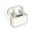 Invisible rechargeable in-ear hearing aid discreet white compact design